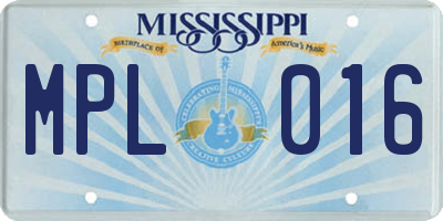 MS license plate MPL016