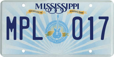 MS license plate MPL017