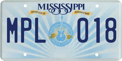 MS license plate MPL018