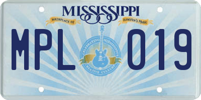 MS license plate MPL019