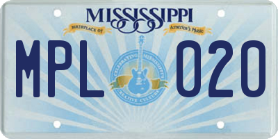 MS license plate MPL020