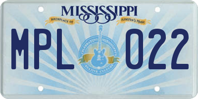 MS license plate MPL022