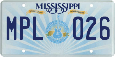MS license plate MPL026