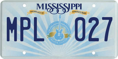 MS license plate MPL027