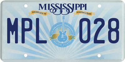 MS license plate MPL028