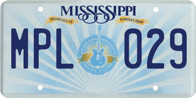 MS license plate MPL029