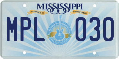 MS license plate MPL030