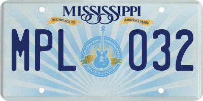 MS license plate MPL032