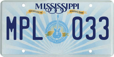 MS license plate MPL033