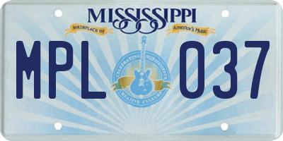 MS license plate MPL037