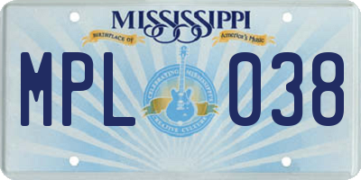 MS license plate MPL038