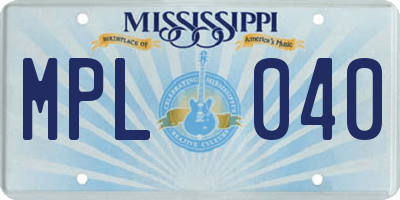 MS license plate MPL040