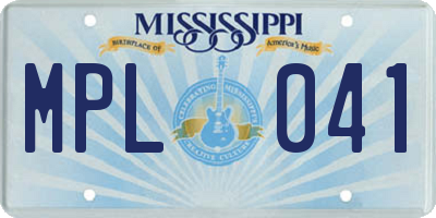 MS license plate MPL041