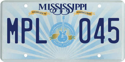 MS license plate MPL045