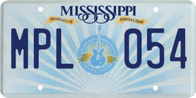 MS license plate MPL054