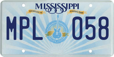 MS license plate MPL058