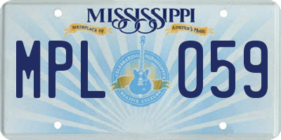 MS license plate MPL059