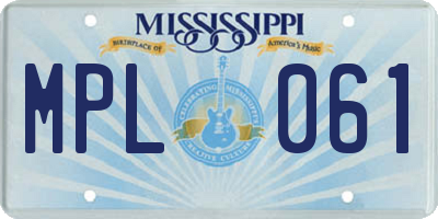 MS license plate MPL061