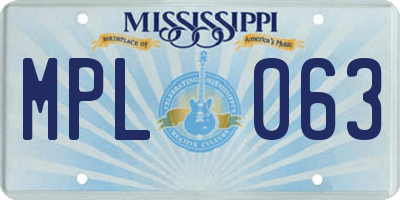 MS license plate MPL063