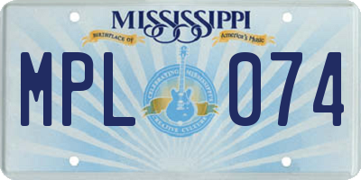 MS license plate MPL074