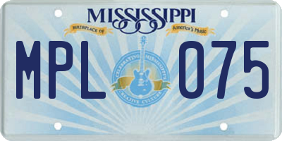 MS license plate MPL075