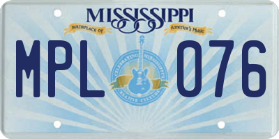 MS license plate MPL076