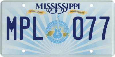 MS license plate MPL077