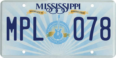 MS license plate MPL078