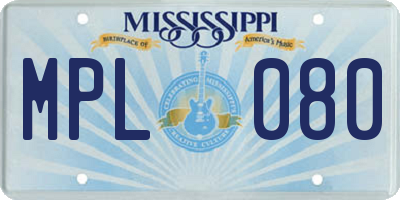 MS license plate MPL080