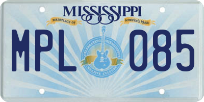 MS license plate MPL085