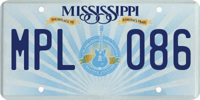 MS license plate MPL086