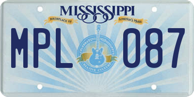 MS license plate MPL087