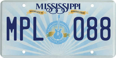 MS license plate MPL088