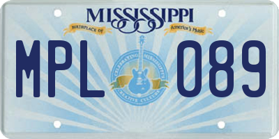 MS license plate MPL089