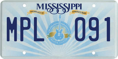 MS license plate MPL091