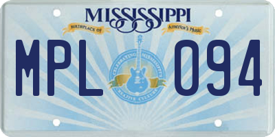 MS license plate MPL094