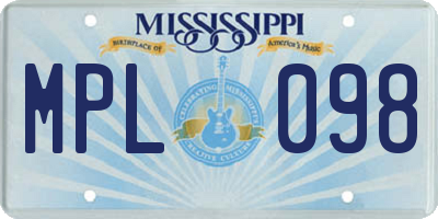 MS license plate MPL098