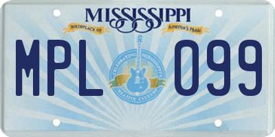 MS license plate MPL099