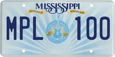 MS license plate MPL100