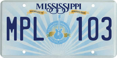 MS license plate MPL103