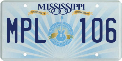 MS license plate MPL106