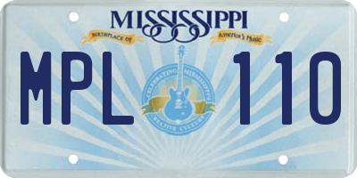 MS license plate MPL110
