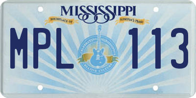 MS license plate MPL113