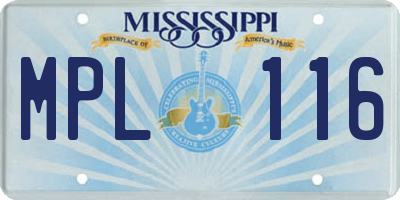 MS license plate MPL116