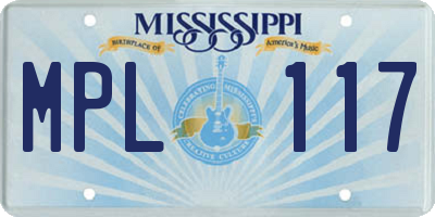 MS license plate MPL117