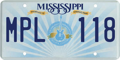 MS license plate MPL118