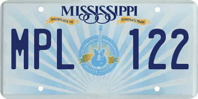 MS license plate MPL122