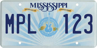 MS license plate MPL123