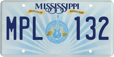 MS license plate MPL132