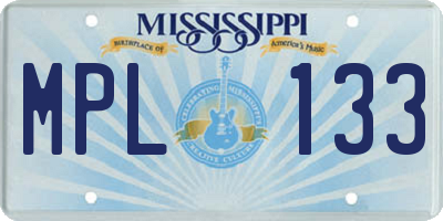 MS license plate MPL133
